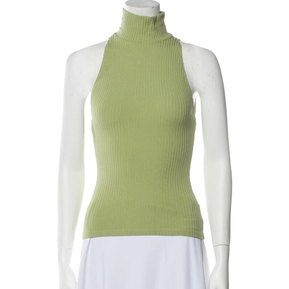 Reformation Green Turtleneck Sleeveless Top